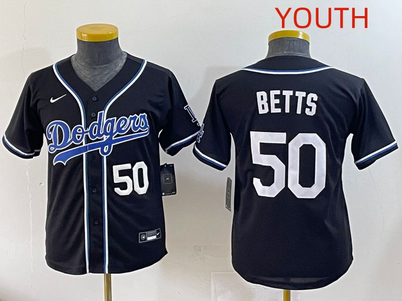 Youth 2025 Los Angeles Dodgers #50 Betts Black Three generations Fashion Nike MLB Jersey style 2